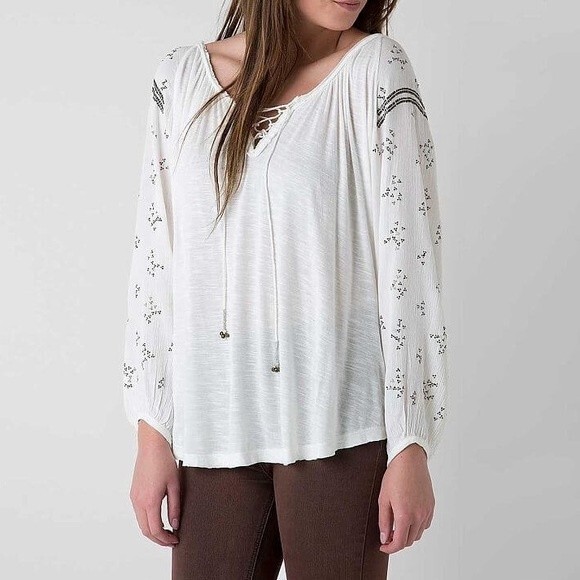 FREE PEOPLE Boho Embellished Flowy Top. Size Small - Picture 3 of 11